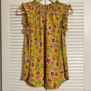 YELLOW FLORAL BLOUSE FROM LOFT